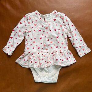 GAP Baby White Peplum Bodysuit with Hearts, 12-18mo